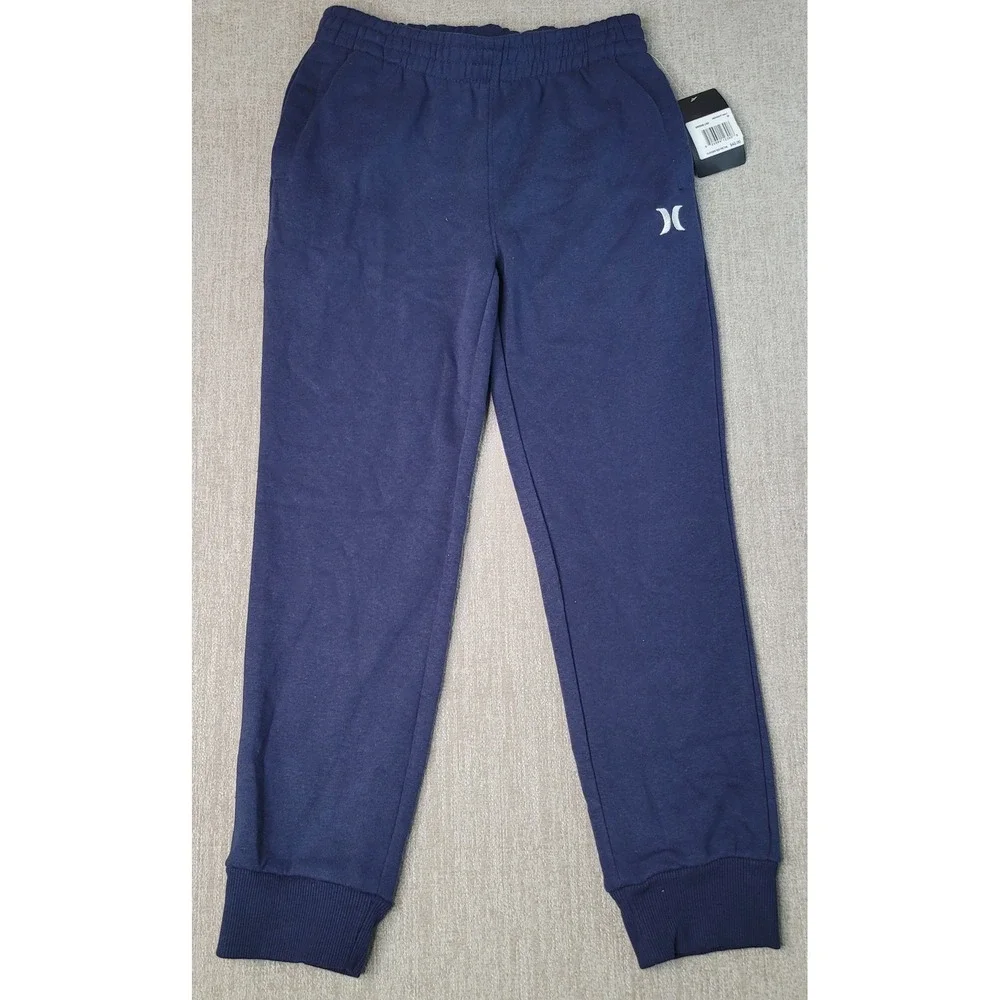Hurley Boys Midnight Navy Fleece Joggers Sweatpants Size Medium 10-12 986549-U90